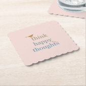 Blush Denk Gelukkige Gedachten Vogels Kartonnen Onderzetters (Gebogen)