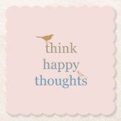 Blush Denk Gelukkige Gedachten Vogels Kartonnen Onderzetters (Voorkant)