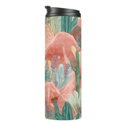 Blush Desert Bloom Watercolor Landscape Thermosbeker (Geroteerd rechts)