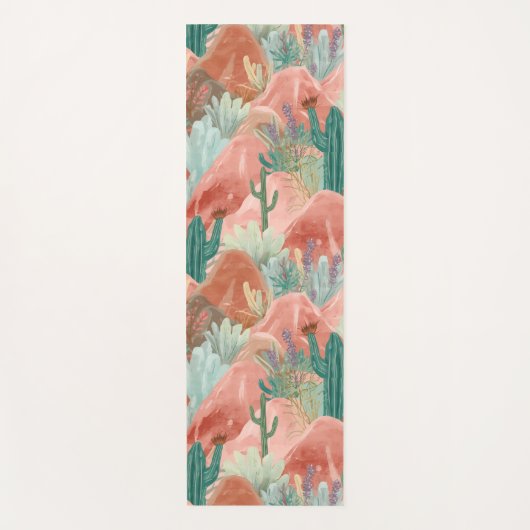 Blush Desert Bloom Watercolor Serenity Yogamat (Voorkant)
