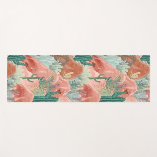 Blush Desert Bloom Watercolor Serenity Yogamat (Voorkant (horizontaal))