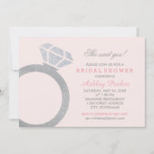 Blush Diamond Ring Glitter Bruiloft Vrijgezellenfe Kaart (Voorkant)