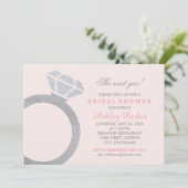 Blush Diamond Ring Glitter Bruiloft Vrijgezellenfe Kaart (Staand voorkant)