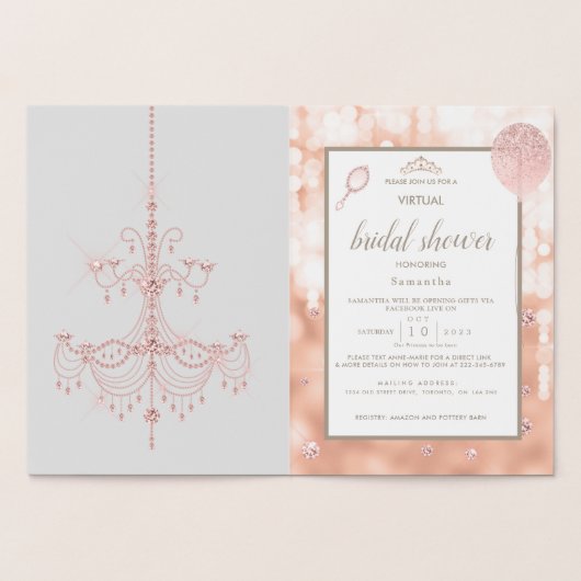 Blush Diamond Roos Gold Script Baby shower Folie Kaarten (Binnen)