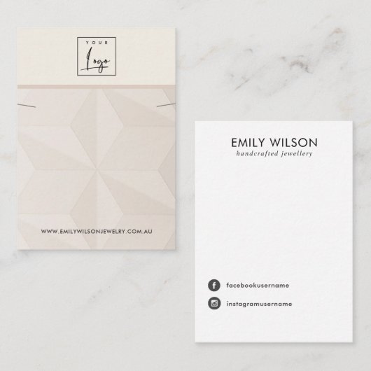 BLUSH DIAMOND TEXTURE KETTING BRACELET DISPLAY VISITEKAARTJE (Voorkant / Achterkant)