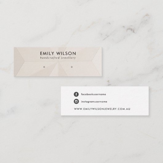 BLUSH DIAMOND TEXTURE STUD EARRING DISPLAY-KAART MINI VISITEKAARTJE (Voorkant / Achterkant)