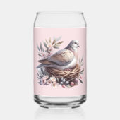 Blush Dove Nest met bloemen en olijftakken Blikvorm Glas (Achterkant)