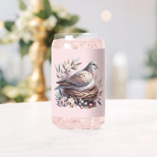 Blush Dove Nest met bloemen en olijftakken Blikvorm Glas