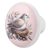 Blush Dove Nest met bloemen en olijftakken Keramische Knop (Rechts)