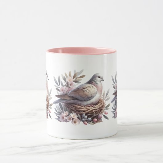 Blush Dove Nest met bloemen en olijftakken Mok (Midden)