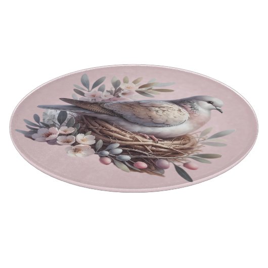 Blush Dove Nest met bloemen en olijftakken Snijplank (Hoek)