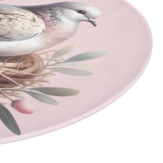 Blush Dove Nest met bloemen en olijftakken Snijplank (Hoek)