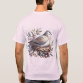 Blush Dove Nest met bloemen en olijftakken T-shirt (Achterkant)