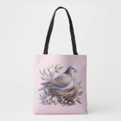 Blush Dove Nest met bloemen en olijftakken Tote Bag (Voorkant)
