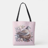 Blush Dove Nest met bloemen en olijftakken Tote Bag (Achterkant)
