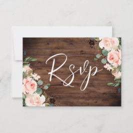 Blush Dreams: Blush Flowers & Rustic Wood Weddensc RSVP Kaartje