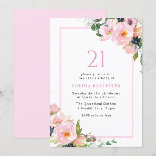 Blush Dreams Floral Womans 21ste verjaardag Kaart