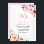 Blush Dreams Floral Womans 90th Birthday Party Kaart<br><div class="desc">Blush Dreams Floral Womans 90th Birthday Party Invitation We hebben ook veel andere uitnodigingen en collecties.</div>
