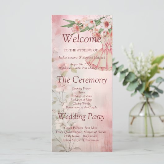  Blush Dress Wedding Programma (Staand voorkant)