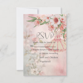  Blush Dress Wedding RSVP Kaartje