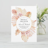 Blush Dried Palm Leaves Boho Chic Vrijgezellenfees Kaart (Staand voorkant)