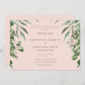 Blush druppelen eucalyptus moderne bruiloft kaart (Voorkant / Achterkant)