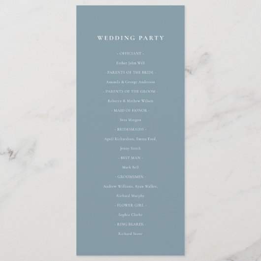 BLUSH DUSKY BLUE MOUNTAIN WEDDING CEREMONY PROGRAM MENU (Achterkant)