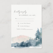 BLUSH DUSKY BLUE MOUNTAINES PINE WEDDING RSVP INFORMATIEKAARTJE (Voorkant)