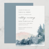 BLUSH DUSKY BLUE MOUNTAINS PINE WEDDING INVITE BEDANKKAART (Voorkant / Achterkant)