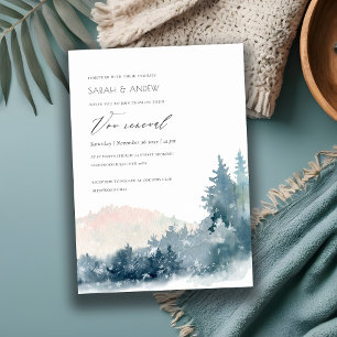 BLUSH DUSKY BLUE MOUNTAINS VOW RENEWAL INVITE BEDANKKAART