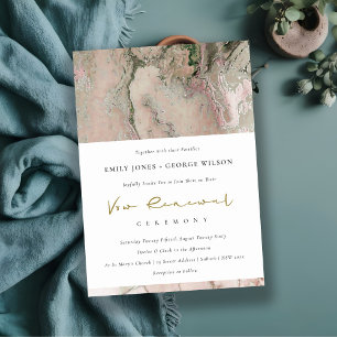BLUSH DUSKY ROOS GOLD AGATE VOW RENEWAL INVITE BEDANKKAART