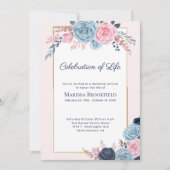 Blush Dusty Blue Celebration of Life Floral Kaart (Voorkant)