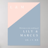 Blush Dusty Blue Elegant Wedding Welcome Sign Poster (Voorkant)