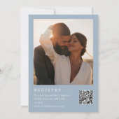 Blush Dusty Blue Foto QR-code Bruiloft Kaart (Achterkant)