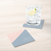 Blush Dusty Blue Minimalist Monogram Wedding Kartonnen Onderzetters (Insitu)