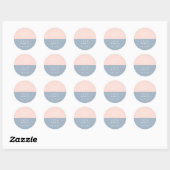 Blush Dusty Blue Minimalist Wedding Favoriet Ronde Sticker (Vel)