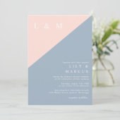 Blush Dusty Blue Minimalistische Trouwfoto QR-code Kaart (Staand voorkant)