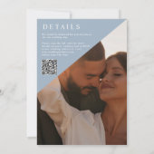 Blush Dusty Blue Minimalistische Trouwfoto QR-code Kaart (Achterkant)