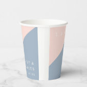 Blush Dusty Blue Modern Elegant Monogram Wedding Papieren Bekers (Rechts)