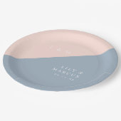 Blush Dusty Blue Modern Elegant Monogram Wedding Papieren Bordje (Gekanteld)