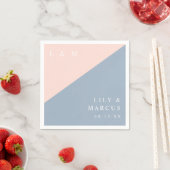 Blush Dusty Blue Modern Elegant Monogram Wedding Servet (Insitu)