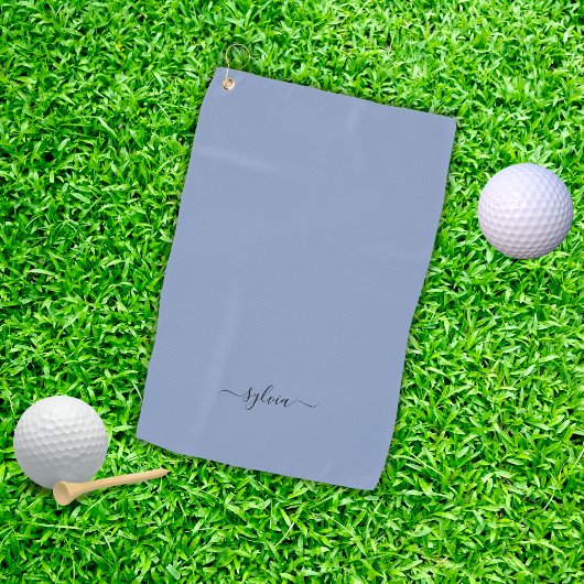 Blush Dusty Blue Modern Girly Monogram Naam Golfhanddoek