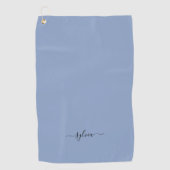 Blush Dusty Blue Modern Girly Monogram Naam Golfhanddoek (Voorkant)