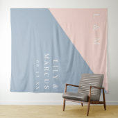 Blush Dusty Blue Modern Wedding Photo Achtergrond Wandkleed (In Situ (horizontaal))