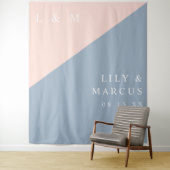 Blush Dusty Blue Modern Wedding Photo Achtergrond Wandkleed (In situ)