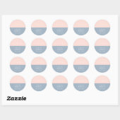 Blush Dusty Blue Monogram Minimalistische Wedding  Ronde Sticker (Vel)