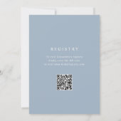 Blush Dusty Blue Monogram QR Code Vrijgezellenfees Kaart (Achterkant)