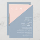 Blush Dusty Blue Photo QR Code Vrijgezellenfeest Kaart (Voorkant / Achterkant)