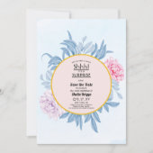 Blush Dusty Blue Waterverf 40th Birthday Save The Date (Voorkant)
