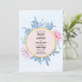Blush Dusty Blue Waterverf 40th Birthday Save The Date (Staand voorkant)